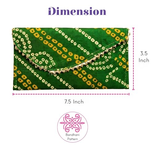 LoveNspire Brocade Fabric Money Envelopes (7.5 x 3.5 Inch) Decorative Bandhani Pattern Shagun Lifafa for Indian Wedding, Birthday | Cash Gift Holder & Home Savings Organizer Red/Pack of 5 - color: Bandhini Red, size: Pack of 5