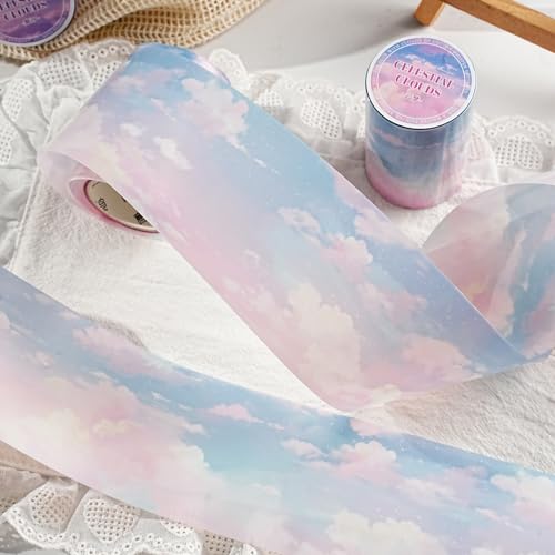 Cloud PET Tape Stickers for Journaling Supplies,Scrapbook Stickers for DIY | Cloud, 6 Rolls of Colorful Sky Themed Scrapbook Stickers for Scrapbooking, Junk Journal Supplies, DIY Crafts - color: Realm