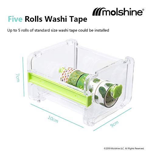 molshine 2 Pack Transparent Desktop Multi Washi Masking Tape Storage Dispenser,Tape Cutter,Tape Roll Holder (Not Include Masking Tape) (Beige) - color: Beige