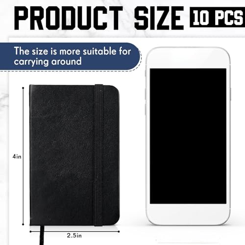 Qeeenar 10 Pcs Mini Pocket Notebook, Solid Color, Black, Brown, Green - color: Black, Brown, Green, size: Solid Color