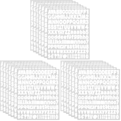 Alphabet Stickers - 1''Inch 12 Sheets White Self Adhesive Vinyl Letter Stickers for Mailbox Numbers, Bulletin Boards, Classroom & Home Decor (Pack of 3) - color: White, size: 1Inch (Pack of 3)