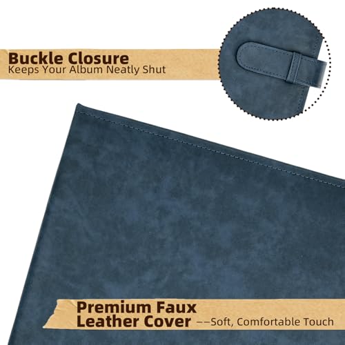 Vienrose 13"x11" Scrapbook Album Gift Set Faux Leather DarkBlue 60 Pages - color: Navy Blue, size: 12.8"X11.2" 30Sheets
