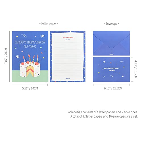 Monolike Fall In Newtro Dessert Letter Paper and Envelopes Set - 8Type, 32 Letter Paper + 16 Envelopes - color: Fall In Newtro Dessert