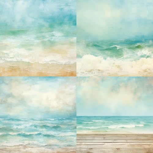 Scrapbook Paper Pad 6x6 Craft Paper Single-Sided Watercolor Seaside Background Beach Ocean Theme, Wedding, Birthday Party Decoration Sheets 24 - color: 6x6 Seaside