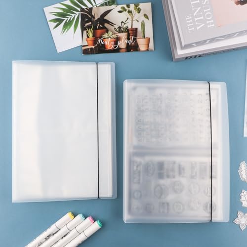 2 Pack Large Sticker Photo Storage Album, Stamp & Cutting Dies Storage Book Organizer Folder for Cards Storage DIY Scrapbooking Card Making Supplies 20 Pages 80 Pockets/Pack (Clear + Blue) - color: Clear + Blue