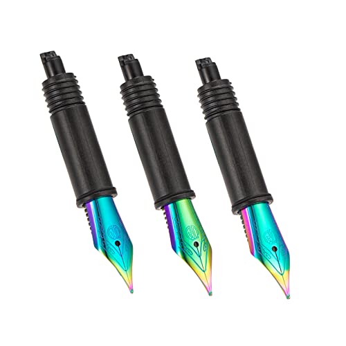 Set of 3 Hongdian Fountain Pen Rainbow Medium Nibs for Black Forest 1850, 1851, 1861, M2, M1, 1843, 6013, 517D, 517S, 525, 1843 and 920 Series - color: Rainbow, style: 3 x M