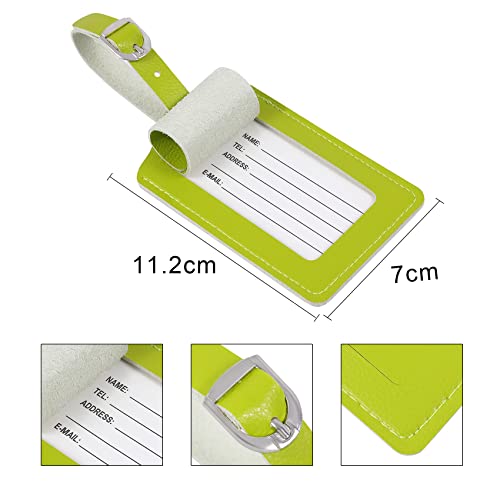 Vigorport Luggage Tags, Leather Personalized Suitcase Tag Set of 4 Pack - color: Green