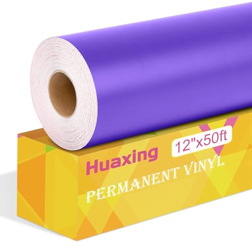 Matte Purple Permanent Vinyl, 12" x 50FT Permanent Adhesive Vinyl Roll for All Cutting Machines, Signs, Craft Die Cutters - color: 50ft Matte Purple