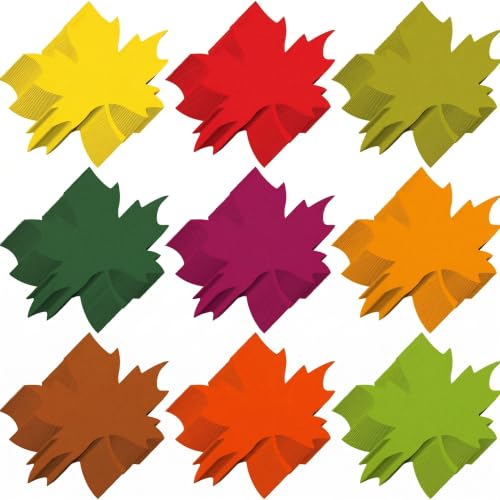 600 Pcs Maple Leaf Paper Cutouts for Bulletin Board, 1.97'' x 1.97'' Colorful Leaf Die Cuts Paper Shape for Classroom Decorations, Autumn Theme DIY Craft Project, School Wall Decor, 9 Colors - style: Maple Leaf