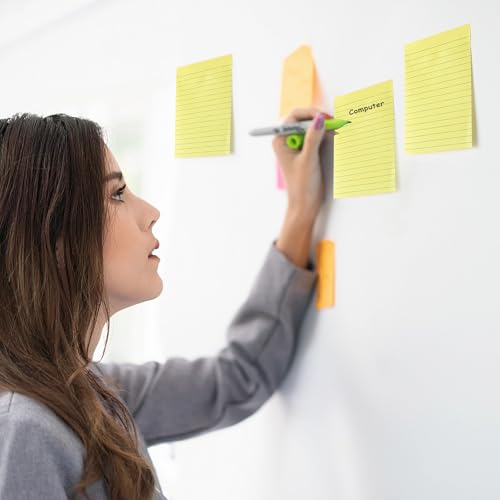 HQCME 9 Pads Lined Sticky Notes 4x6 in,Yellow Large Notepads with Lines - color: Yellow