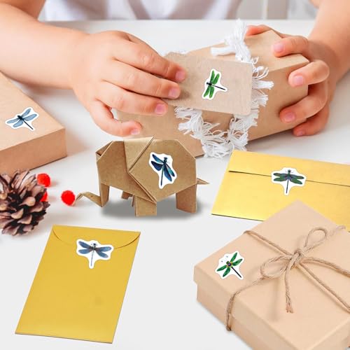500Pcs Dragonfly Stickers Roll, 10 Designs Watercolor Dragonfly Stickers, Self-Adhesive Insect Labels for Kids Party Favors, Classroom Rewards, Envelope Seals & Crafts - color: Dragonfly