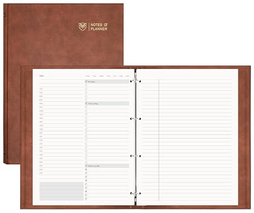 EMSHOI Undated Hourly Daily Planner, 240 Pages, A4 Size (9.2" x 12") - color: Coffee