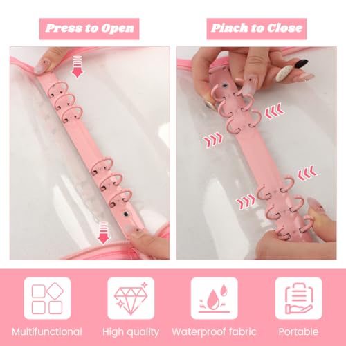Sticker Organizer Binder with Clear Pockets & Zipper, Reusable A5 Stickers Collecting Book Album Holder with 10 Release Papers for Planner, Journaling, Sticker Collection (pink) - color: Pink
