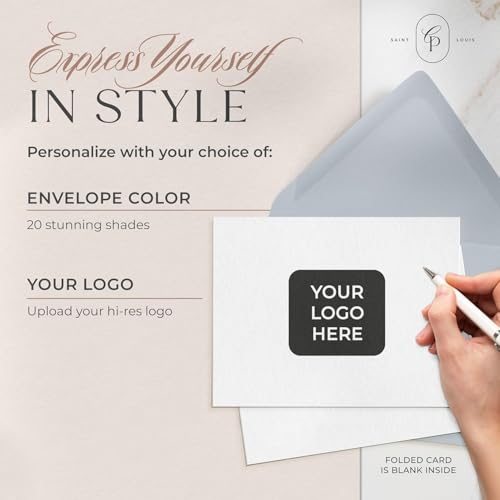 Curio Press Personalized Stationery for Women & Men Cards, Your Logo Folded - color: Your Logo Folded