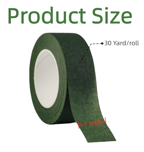 4 Rolls 1 Inch Wide Floral Tape Dark Green Flower Tape for Bouquet Stem Wrapping (4, Dark Green, 1 inch*30Yard) - color: Dark Green, size: 1 inch*30Yard
