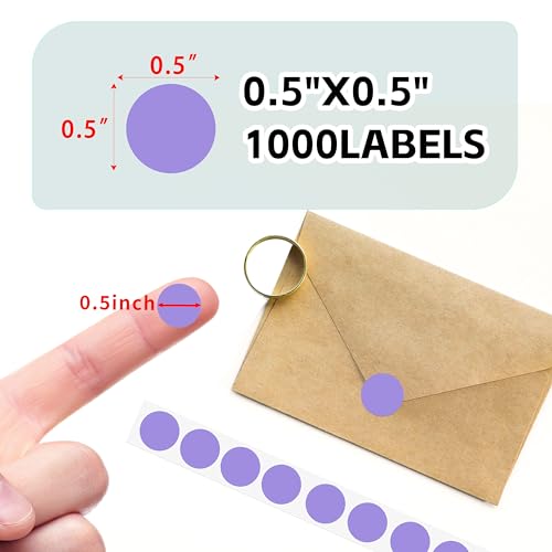 1/2 inch Round Color Coding Labels, 1000pcs Circle Dot Stickers, Lavender - color: Lavender, size: 1 Roll-1000PCS