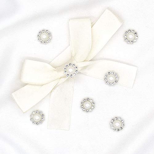 50 pcs Rhinestone Faux Pearl Buttons, Silver, 14mm - color: Silver