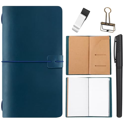 Thenshop Leather Travel Notebook 3 Inserts, Blue, Stand Size - color: Blue, size: Stand Size