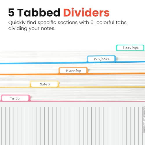 Taja Spiral Notebooks for Work 5 Subject Notebook with Removable Dividers - color: R - Dusk Sentinel