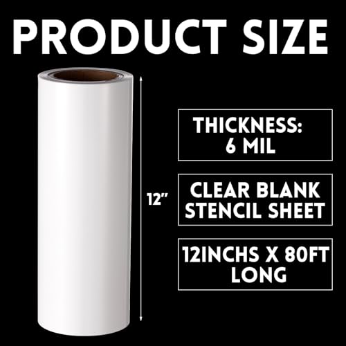 Frienda 12 Inches x 80 ft 6 Mil Rolls Blank Stencil Sheets, Translucent - color: Translucent, size: 6 Mil