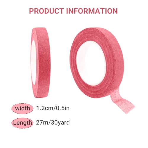Max Shape 12 Rolls 1/2 Inch 30 Yard Floral Tapes for Bouquet Stem Wrapping, Green Floral Tape for Floral Arranging Craft Projects Corsages, Wedding Bouquet (Pink) - color: Pink