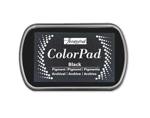 Jacquard ColorPad Archival Pigment Ink Stamp Pads- Black - Acid Free - Non-Toxic - Excellent for Blending, Embossing and Stamping - color: Black
