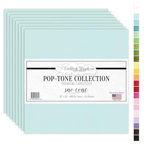 Cardstock Warehouse Pop-Tone Sno-Cone Light Blue Cardstock Paper – 25 Sheets, 12 x 12" - 100 lb / 270 GSM Premium Blue Card Stock for Die-cutting, Crafts, Scrapbooking, Card Making and DIY Projects - color: Sno Cone Light Blue