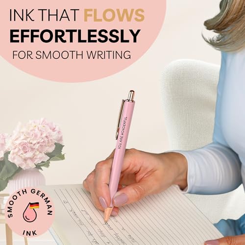 Fancy Pen Set For Women - Inspirational Nice Teacher Pens | Pretty Motivational Thank You Gifts | Cute Positive Work, Office, Promotion, Coworkers, Intern, Gratitude & Job Motivation Gift - color: Blush, Sage, Cream