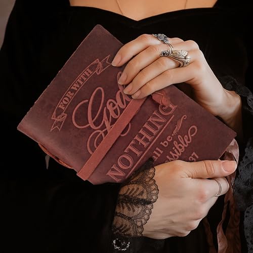 LEATHER VILLAGE Journaling Bible Nothing Impossible Verse, Fuchsia 7x5. - color: Fuchsia, size: 7 inches X 5 inches