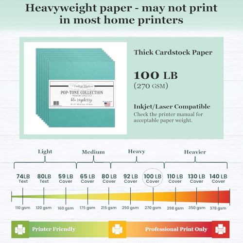 Cardstock Warehouse Pop-Tone Blu Raspberry Teal Cardstock Paper – 25 Sheets, 12 x 12" - 100 lb / 270 GSM Premium Teal Card Stock for Die-cutting, Crafts, Scrapbooking, Card Making and DIY Projects - color: Blu Raspberry