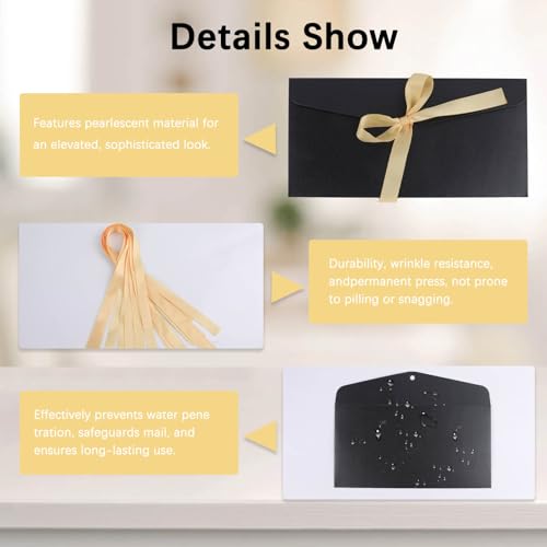 20 Pack Black Gift Money Envelopes for Cash: Fancy Envelopes with Ribbon for Wedding Birthday Festival Party Invitations Cards and letters - color: Black