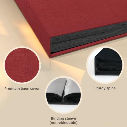 Popotop Photo Album 4x6 100 Pockets for Wedding Gifts,Linen Hardcover Picture Albums for Family Anniversary Baby Vacation Pictures - color: Red, size: 100 Pockets