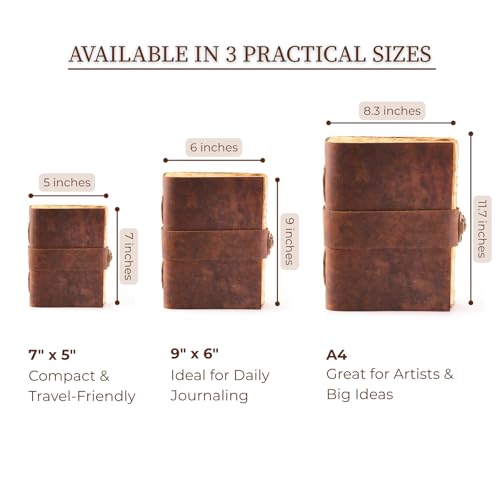 NomadCraftsCo. Vintage Leather Journal - Lock Closure, Book of Shadows Journal, Grimoire Journal, Witch Journal, Vintage Journal 240 pages Antique Deckle Edge Paper - color: Vintage Brown, size: 11.5" x 8.25"