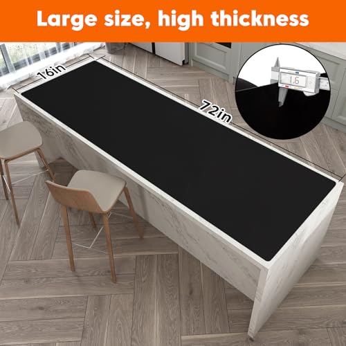 Large Silicone Mat for Countertop, 16"x72" Heat Resistant Mat, Black - color: Black, size: 72"L x 16"W