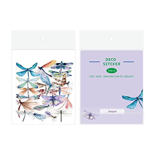 40Pcs Dragonfly Stickers for Water Bottle - Self-Adhesive Waterproof Colorful Transparent PET Sticker Decal for Adults Card Decoration DIY Scrapbook Laptop Phone Case Realistic Nature Animal Stickers - color: Transparent Clear Colorful Ins Style Diy Natur