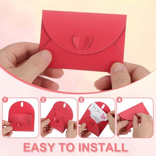 PATIKIL Mini Card Envelopes 4"x2.8", Cute Cards Holder with Heart Clasp for Birthday Weddings Favors Business Greeting Cards (Light Green, Pack of 50) - color: Light Green