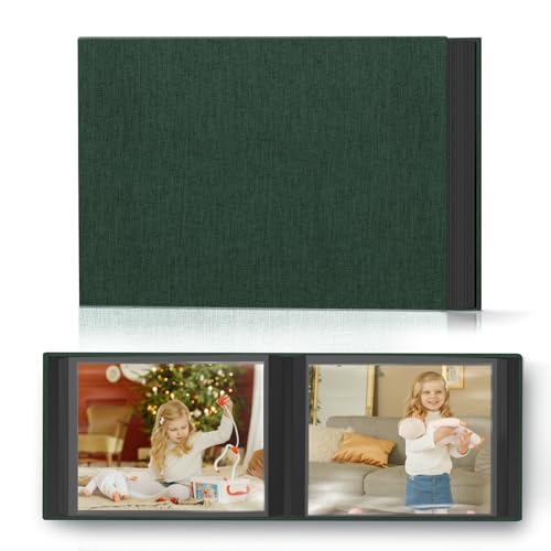 Popotop Photo Album 4x6 48 Pockets for Wedding Gifts,Linen Hardcover Picture Albums for Family Anniversary Baby Vacation Pictures - color: Green, size: 48 Pockets