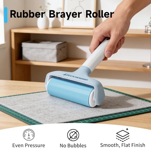 TECKWRAP Brayer Roller Set for Vinyl DIY Crafts & Relief Printing - 4 PCS - color: Blue 4 set