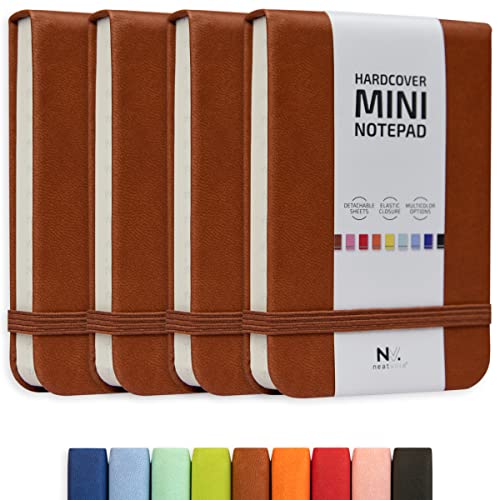 Tiny Notebook 3x4, Tear Off Small Notepad Pocket Size 4-Pack (Brown) - color: Brown