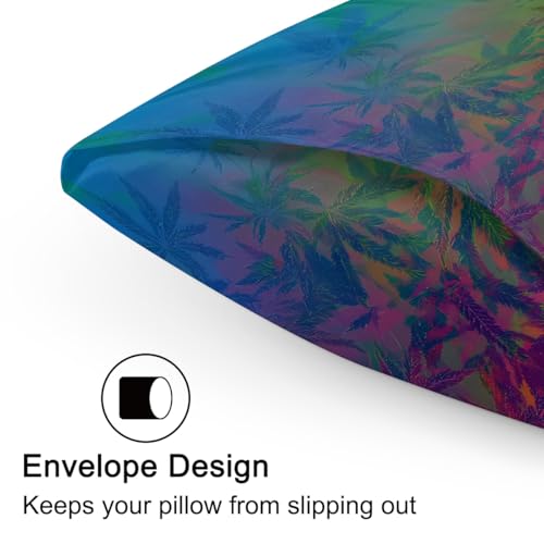 Satin Pillowcase for Hair and Skin, Standard Size Art Painting Leaves Decorative Pillow Sham with Envelope Closure Pillow Cover for Bedroom Hotel - color: Hemp Leaves, size: 20x26in