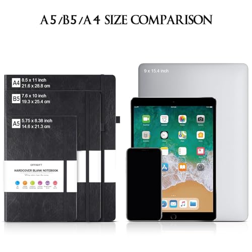 Blank Journal, Hardcover Sketchbook 8.5" x 11", 320 Pages Blank Notebook A4 | Extra-Thick with 2X Creative Space, 100gsm No Bleed Paper, Leather Hardcover, Lay-Flat for Drawing, Writing, Mind Mapping - color: Black, size: A4