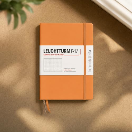 LEUCHTTURM1917 - Notebook Hardcover Medium A5-251 Numbered Pages for Writing and Journaling (Apricot, Dotted) - color: Apricot, style: Dotted