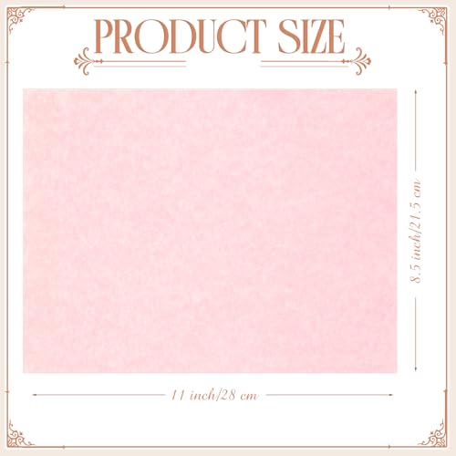 Epakh 100 Pcs Old Age Parchment Paper 8.5 x 11 Inch Standard Letter Vintage Colored Old Parchment Double Side Printing Paper (Light Pink) - color: Light Pink
