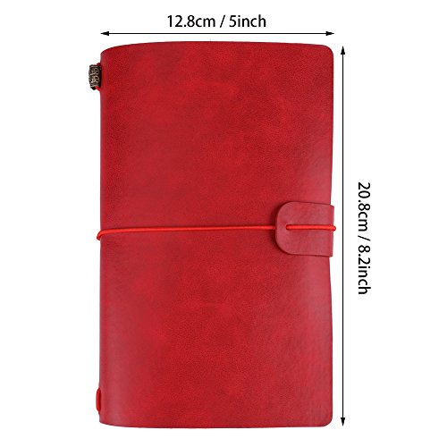 AYNEFY Travel Notebook, Cover Travel Journal Personalized Journal Diary Refillable Notepad for Writing Gifts Travelers Professionals (red) - color: red