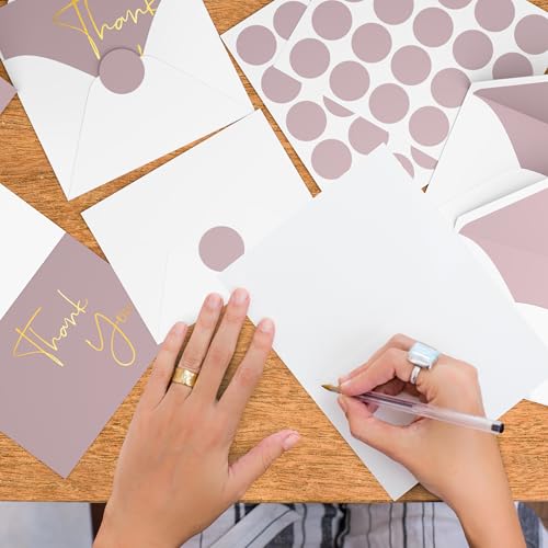VNS Creations Thank You Cards With Envelopes - 100 Pack 4 x 6 Blank - Lilac - color: Burnished Lilac (Gold Foil), size: 100 Pack - 4" x 6" (Value Pack)