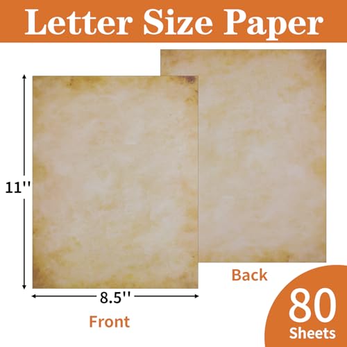 80 Sheets Vintage Paper, 8.5"x11" Letter Size Printer Parchment Paper - style: Classic-A