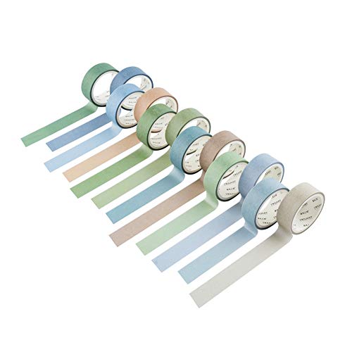 YUBBAEX 12 Rolls Washi Tape Set Natural Color Decorative Tapes for Arts, DIY Crafts, Journals, Planners, Scrapbook, Wrapping Wide -Salty Morandi- (Salty, 15mm x 12Rolls) - color: Salty, size: 15mm x 12Rolls