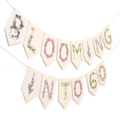 Floral 60th Birthday Banner Set - Floral Party Decorations, Blooming into 60 DIY Paper Garland, Elegant Flower Happy Birthday Bunting, Mom 60 Years Old Milestone Anniversary Party Backdrop Props(Blooming into 60) - color: Blooming into 60