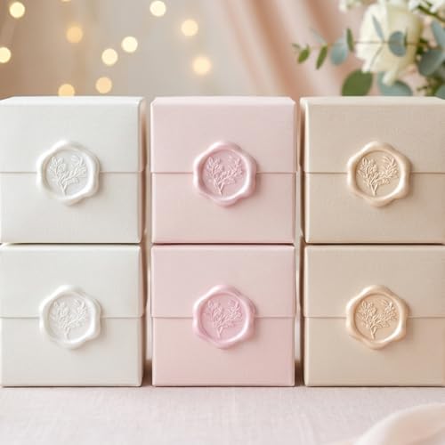 75pcs Multi-Color Floral Self-Adhesive Wax Seal Stickers | 3 Color Assorted Flower Seals For Invitation, Christmas Gift Wrap & Party Decor - color: Pearl White&Lotus-Pink&Nude, size: 75PCS