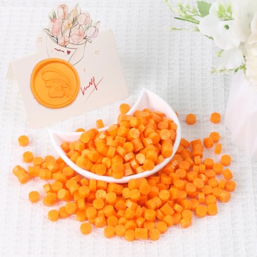 Yellow Wax Seal Beads, HOSEALING Premium 360pcs Sealing Beads for Wax Seal Stamp, Medium Yellow Sealing Wax Pellets Refill Pack for Wax Seal Kit, Wedding Invitations, Envelope Letter Sealing - color: Medium Yellow